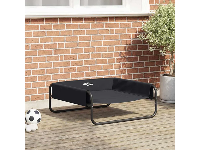 Lit pour Chien Noir ML Tissu Oxford et Acier