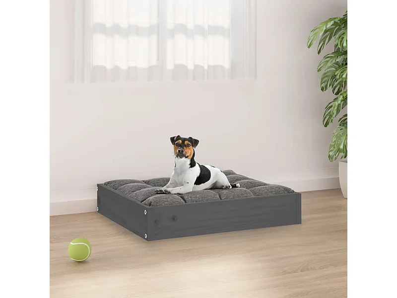 Cama para cães 51,5x44x9 cm madeira de pinho maciça cinza