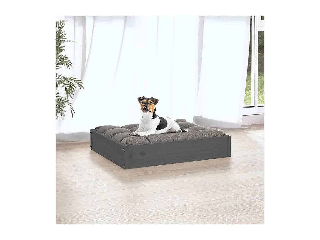Cama para cães 51,5x44x9 cm madeira de pinho maciça cinza