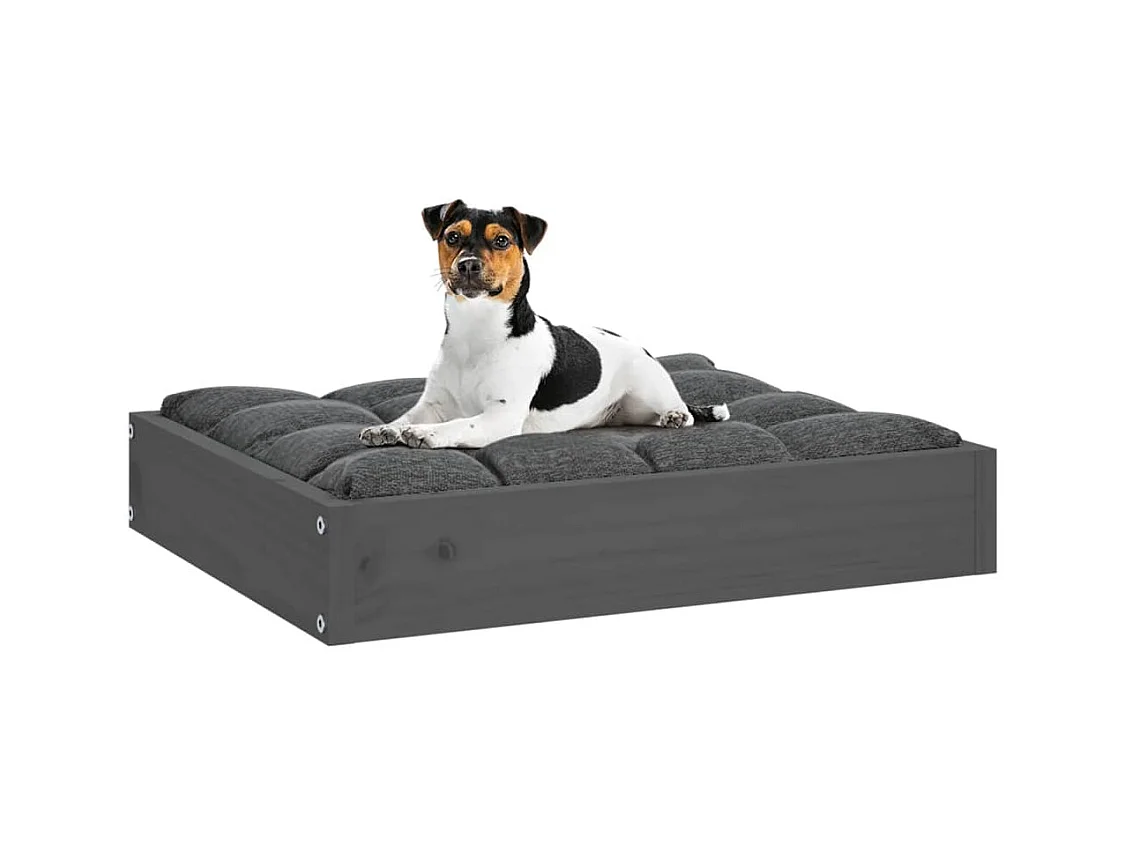 Cama para cães 51,5x44x9 cm madeira de pinho maciça cinza