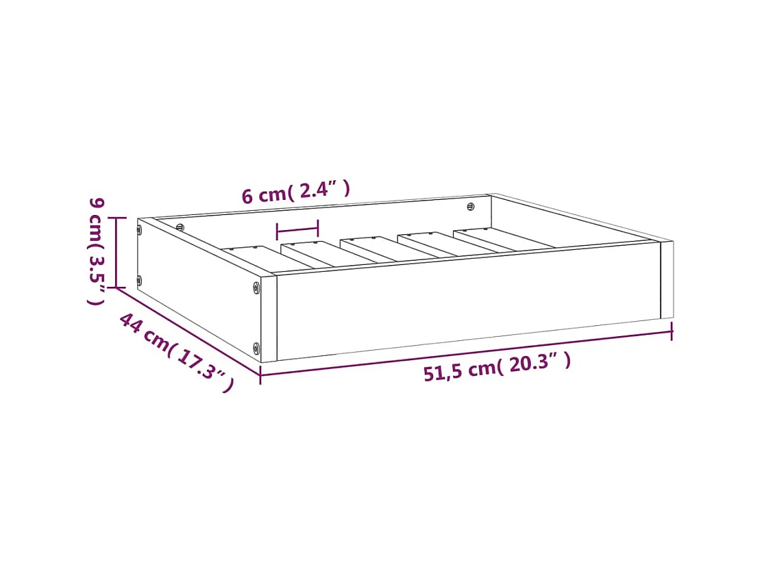 Cama para cães 51,5x44x9 cm madeira de pinho maciça cinza