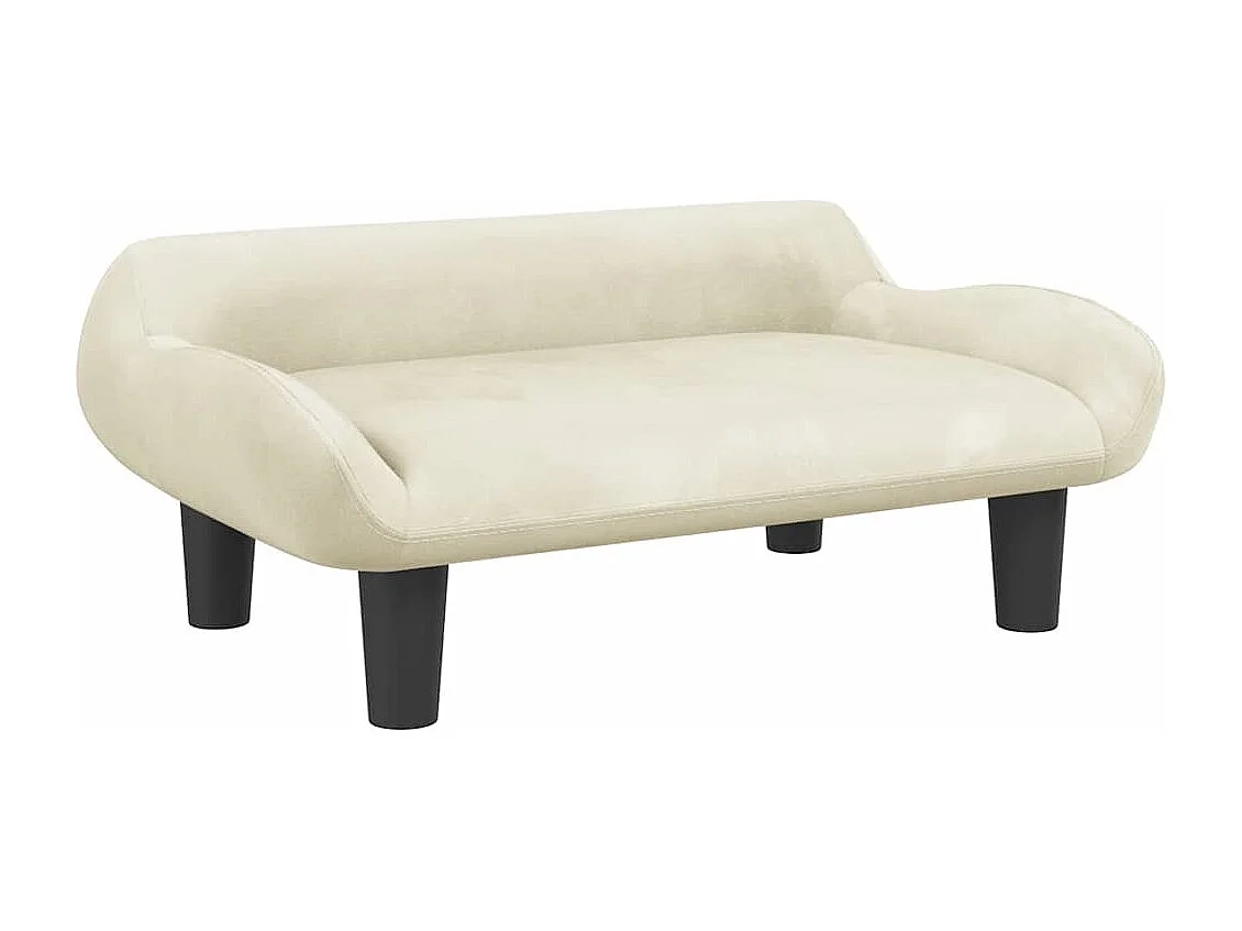 Cama para cães 70x40x24 cm veludo cor creme