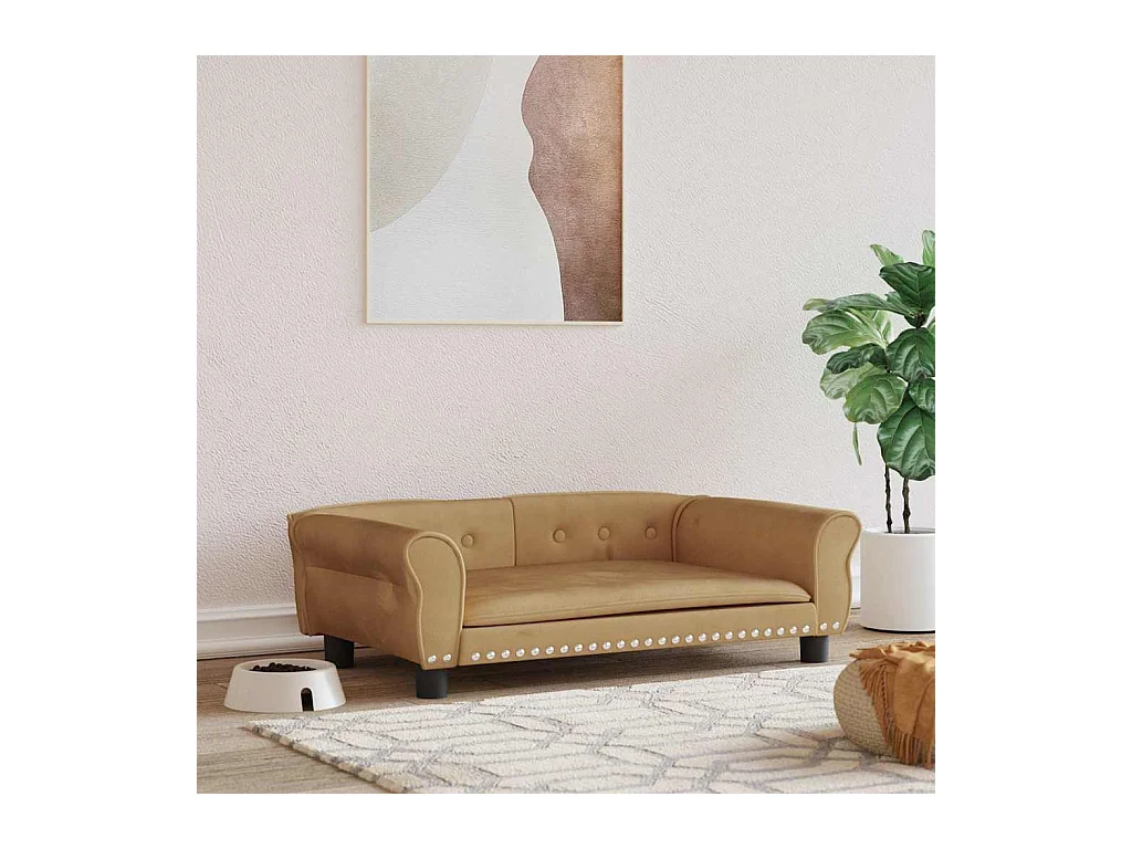 Cama para cães 95x55x30 cm veludo castanho