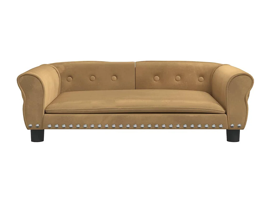 Cama para perros de terciopelo marrón 95x55x30 cm