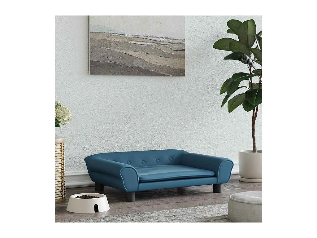 Cama para perros de terciopelo azul 70x48x22 cm