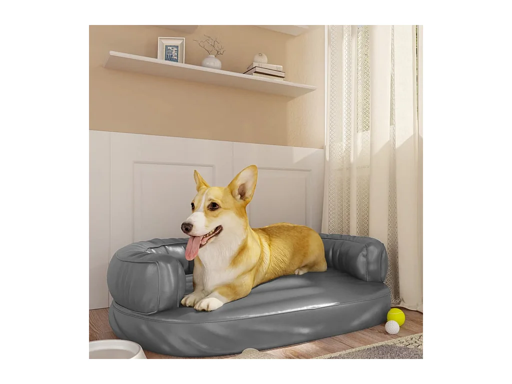 Cama para perros de espuma cuero sintético gris 75x53 cm