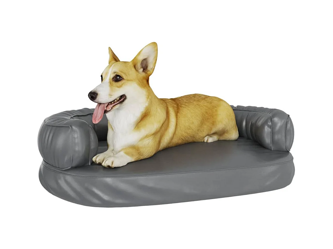 Cama para perros de espuma cuero sintético gris 75x53 cm