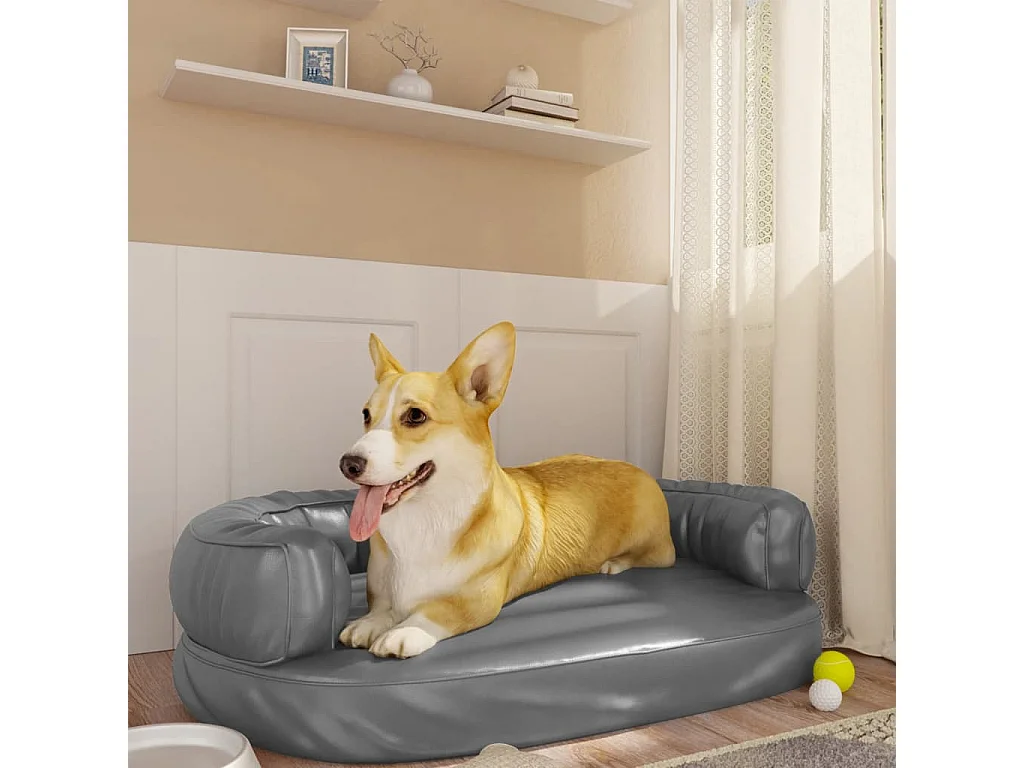 Lit pour chien ergonomique Mousse Gris 75x53 cm Similicuir