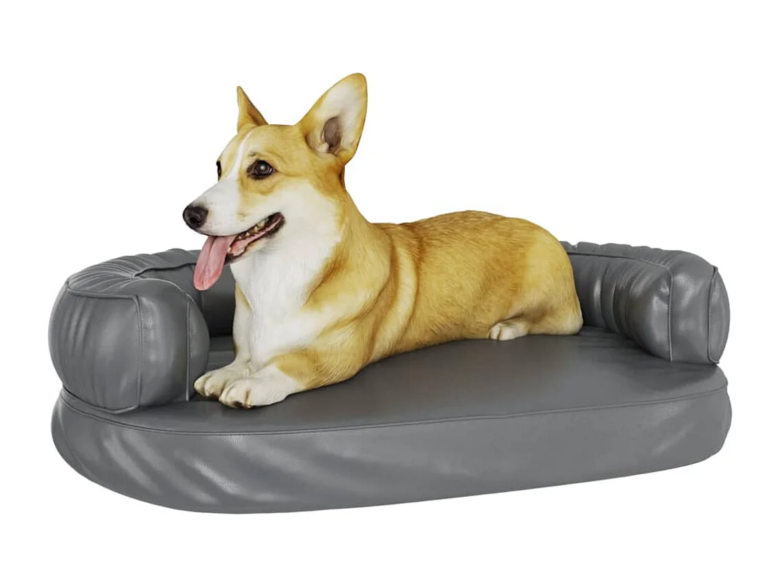 Lit pour chien ergonomique Mousse Gris 75x53 cm Similicuir