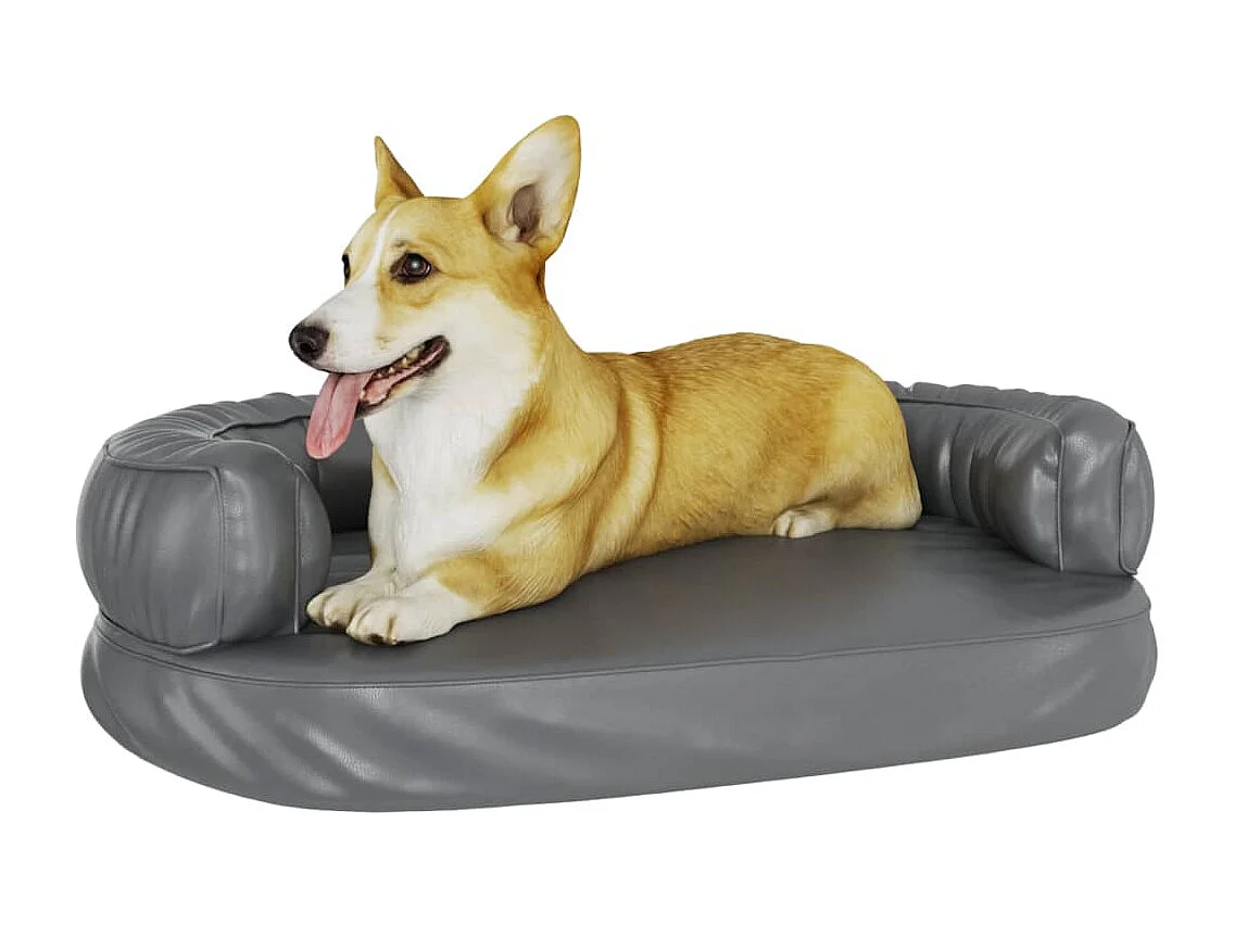 Lit pour chien ergonomique Mousse Gris 75x53 cm Similicuir