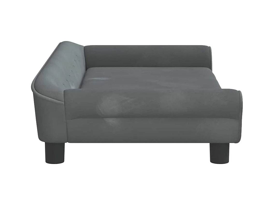 Cama para perros de terciopelo gris oscuro 100x50x21 cm