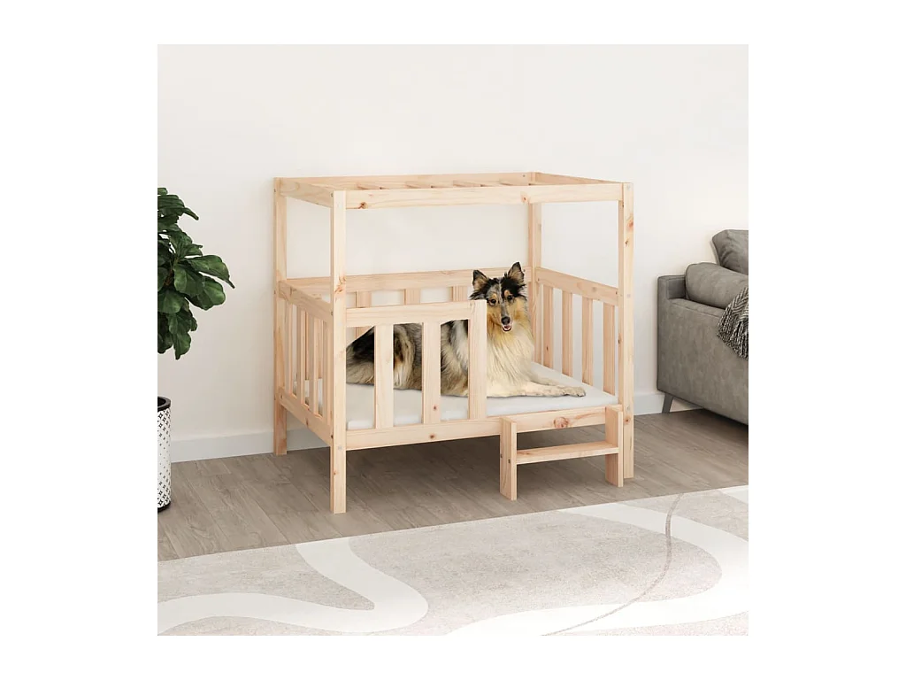 Cama para perros madera maciza de pino 105,5x83,5x100 cm