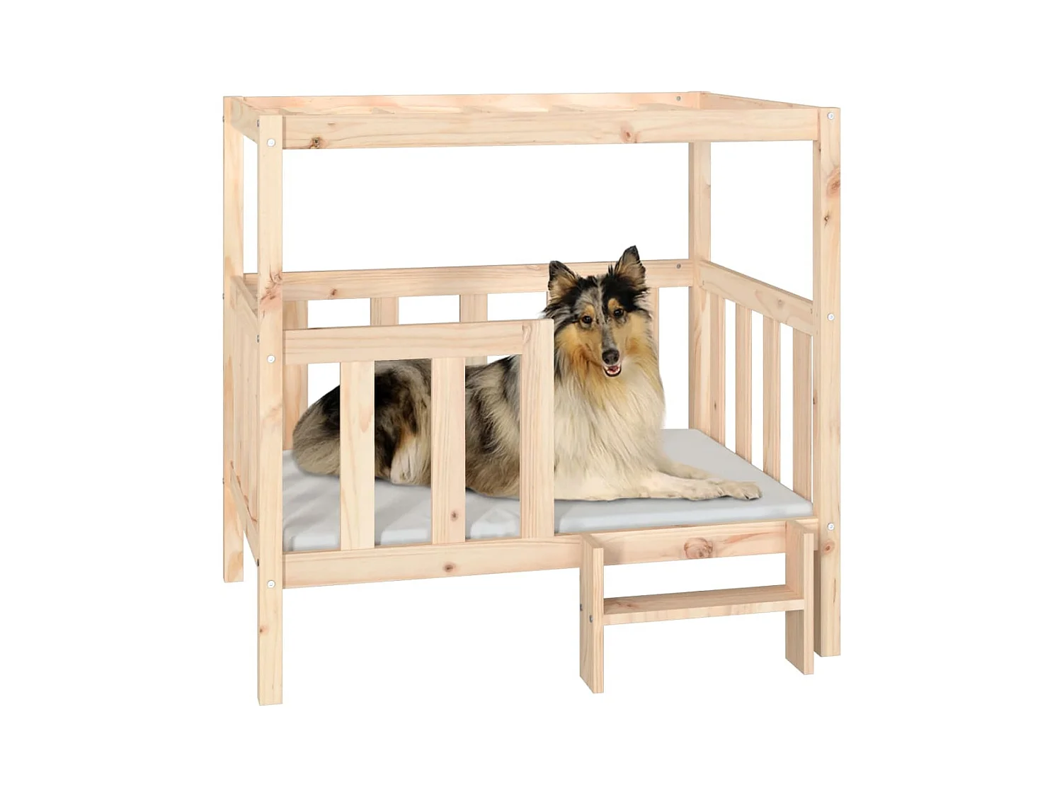 Cama para perros madera maciza de pino 105,5x83,5x100 cm