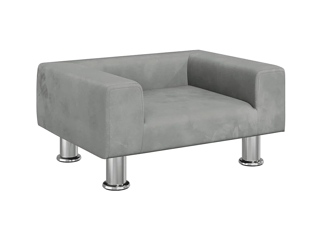 Cama para cães 50x40x26,5 cm veludo cinzento-claro