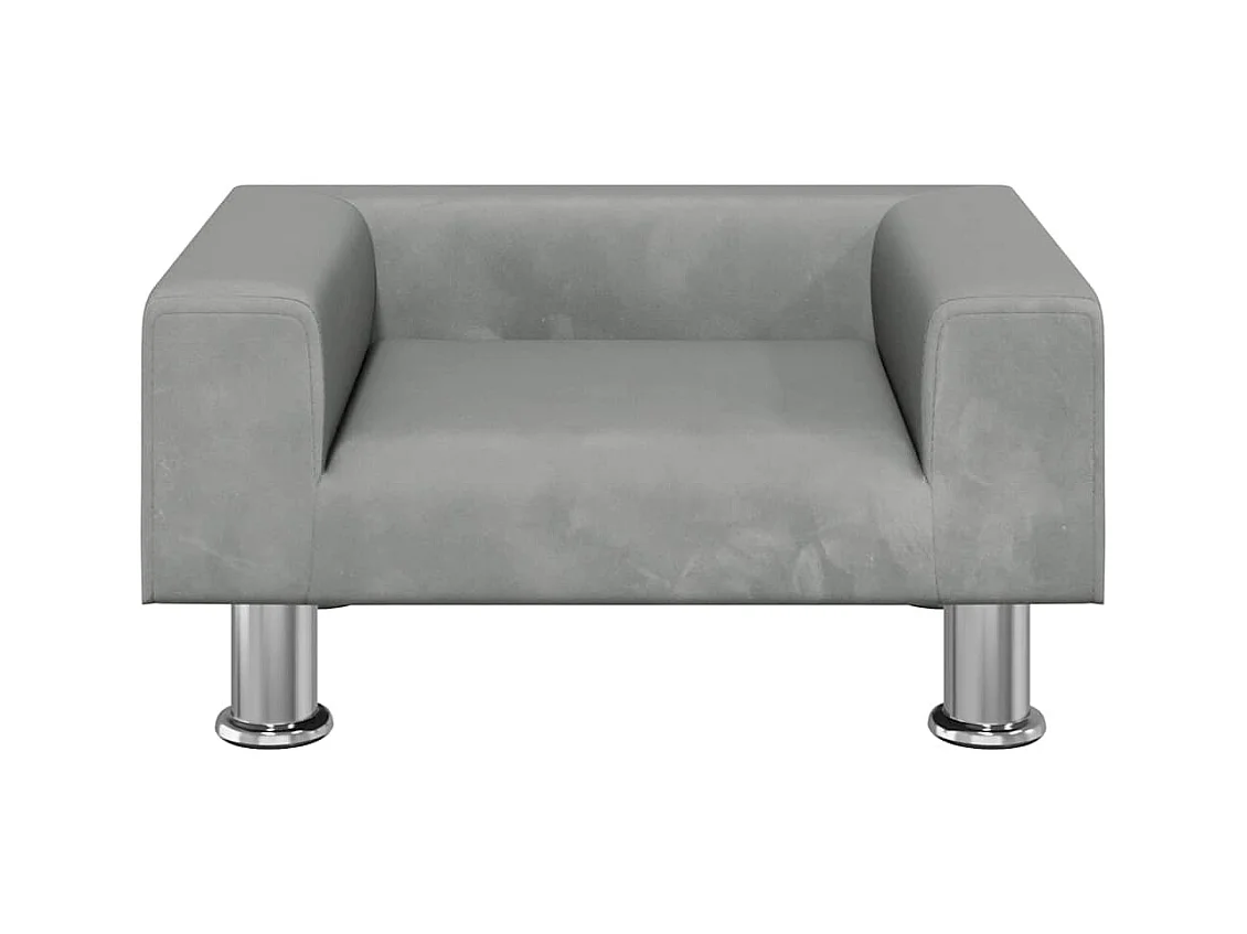 Cama para cães 50x40x26,5 cm veludo cinzento-claro