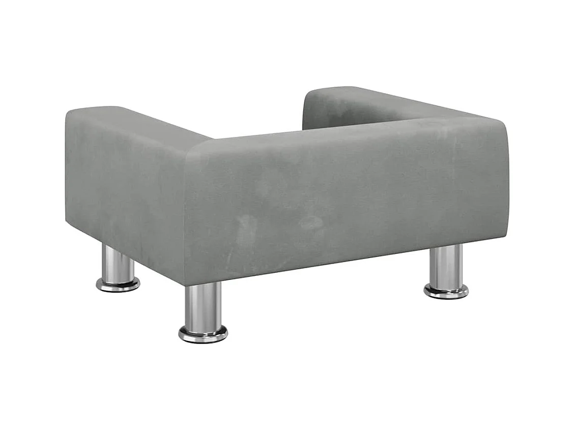 Cama para cães 50x40x26,5 cm veludo cinzento-claro