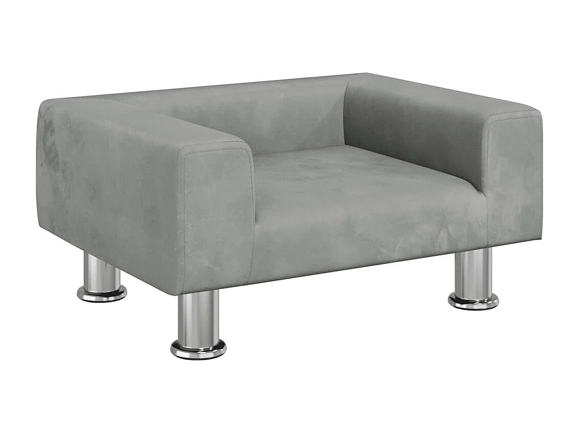 Cama para cães 50x40x26,5 cm veludo cinzento-claro