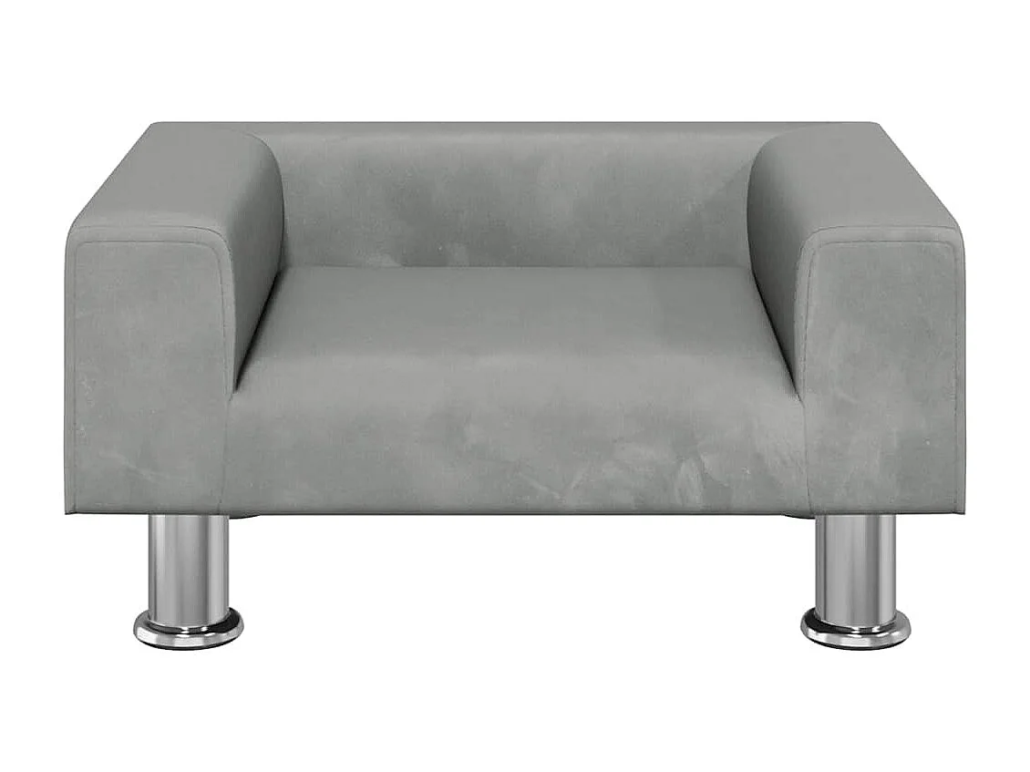 Cama para cães 50x40x26,5 cm veludo cinzento-claro