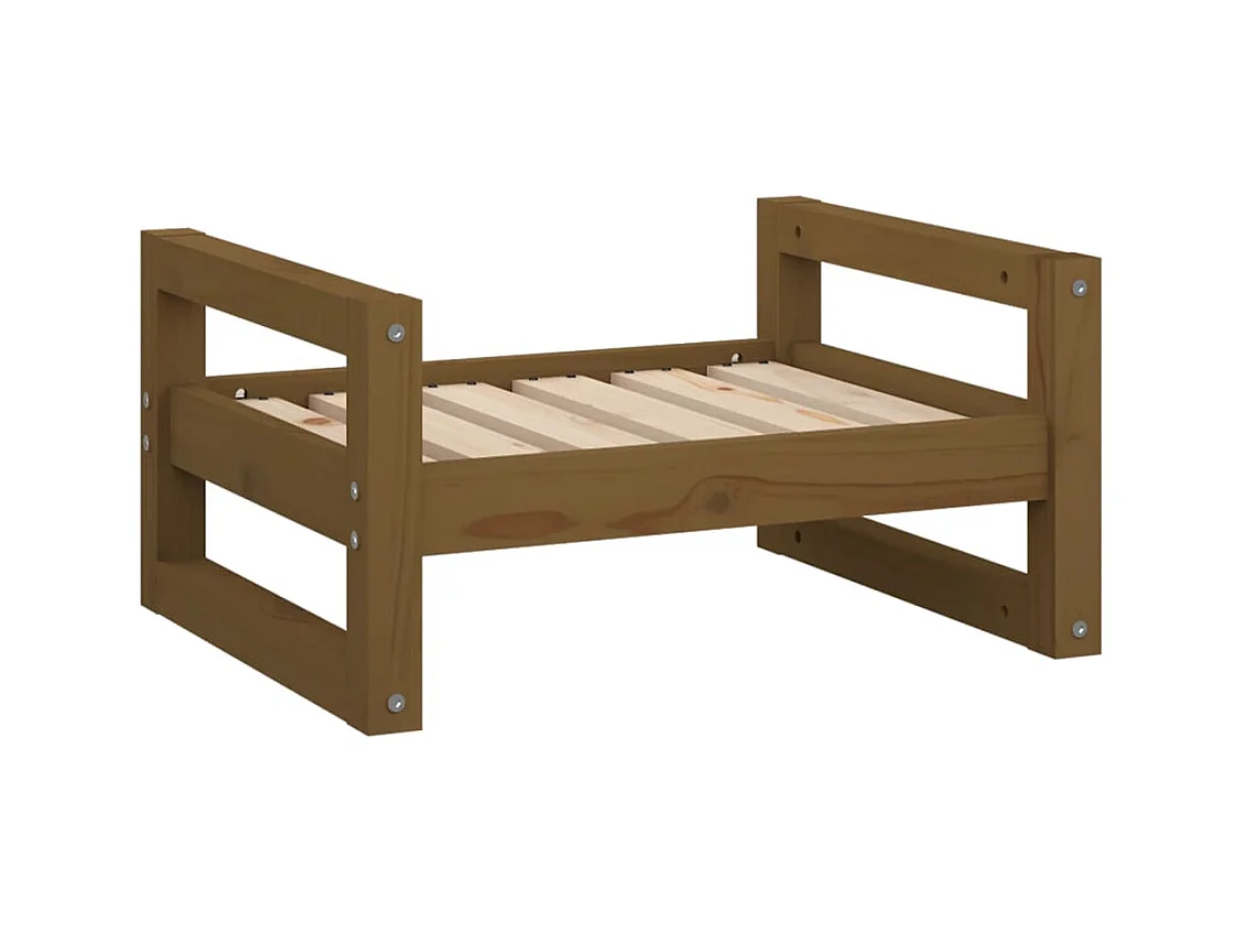 Cama para perros madera maciza pino marrón miel 55,5x45,5x28 cm