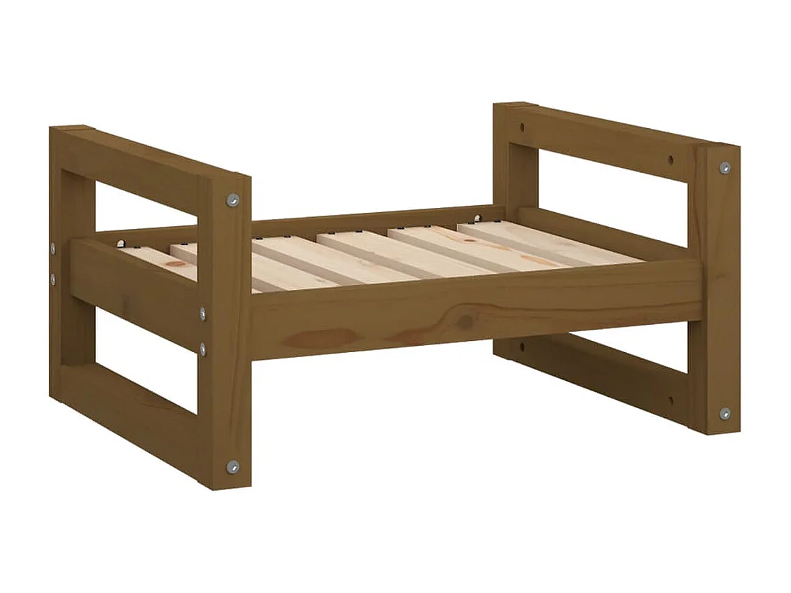 Lit pour chien Marron miel 55,5x45,5x28 cm Bois de pin solide
