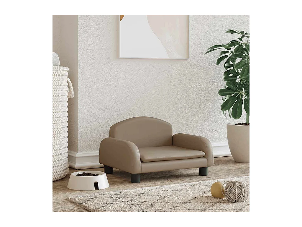 Cama para perros de cuero sintético color capuchino 50x40x30 cm