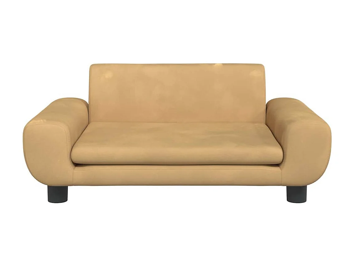 Cama para perros de terciopelo marrón 70x45x33 cm