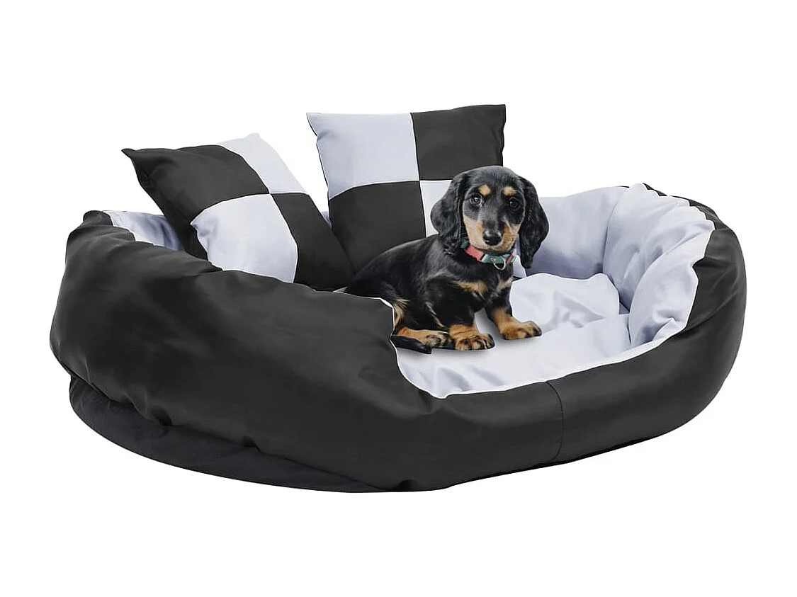 Coussin réversible lavable pour chien Gris et noir 85x70x20 cm