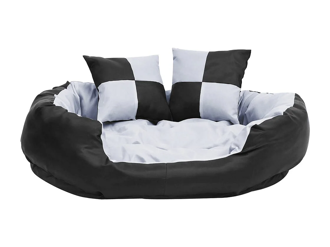Coussin réversible lavable pour chien Gris et noir 85x70x20 cm