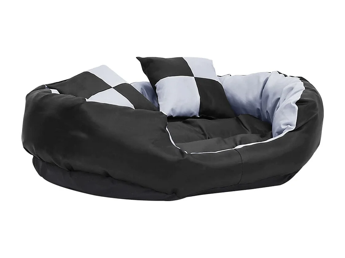 Coussin réversible lavable pour chien Gris et noir 85x70x20 cm