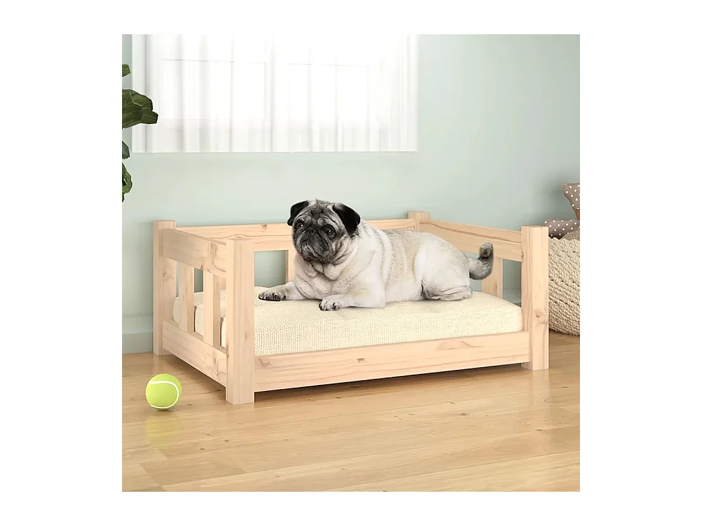 Cama para perros madera maciza de pino 65,5x50,5x28 cm