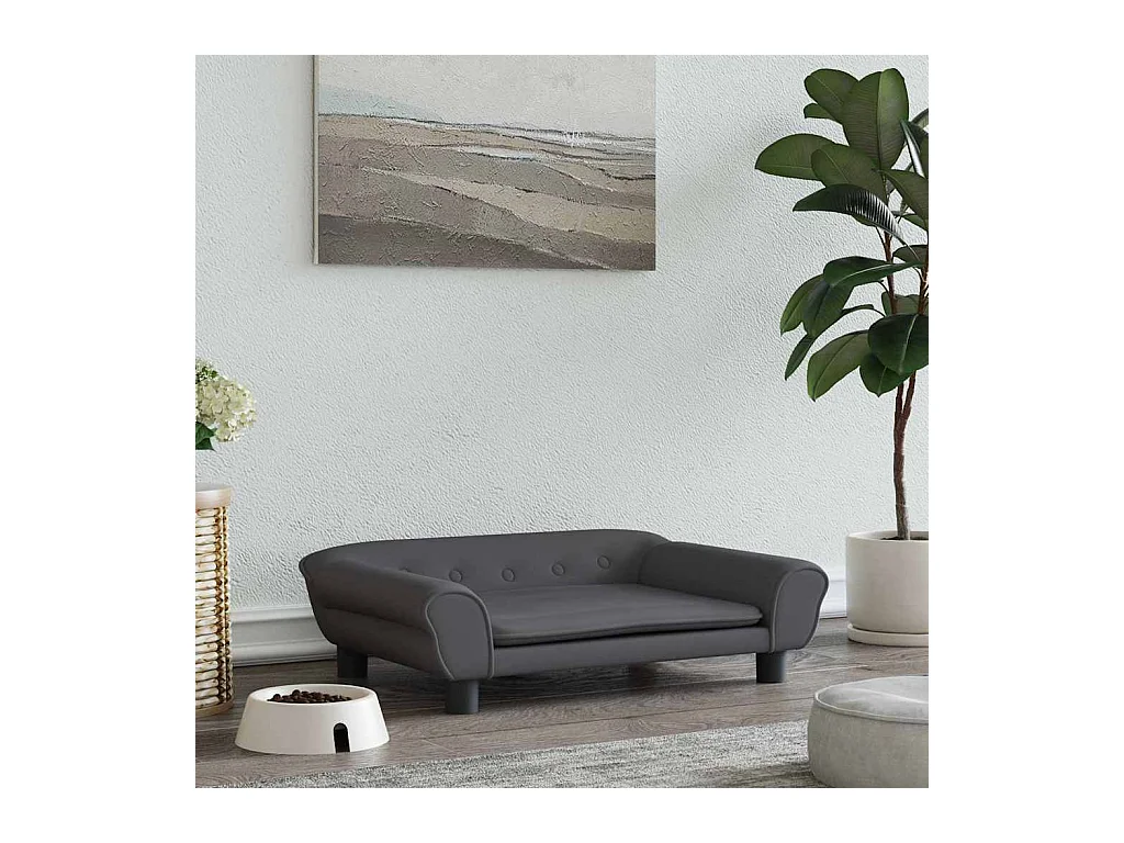 Cama para perros de terciopelo gris oscuro 70x48x22 cm