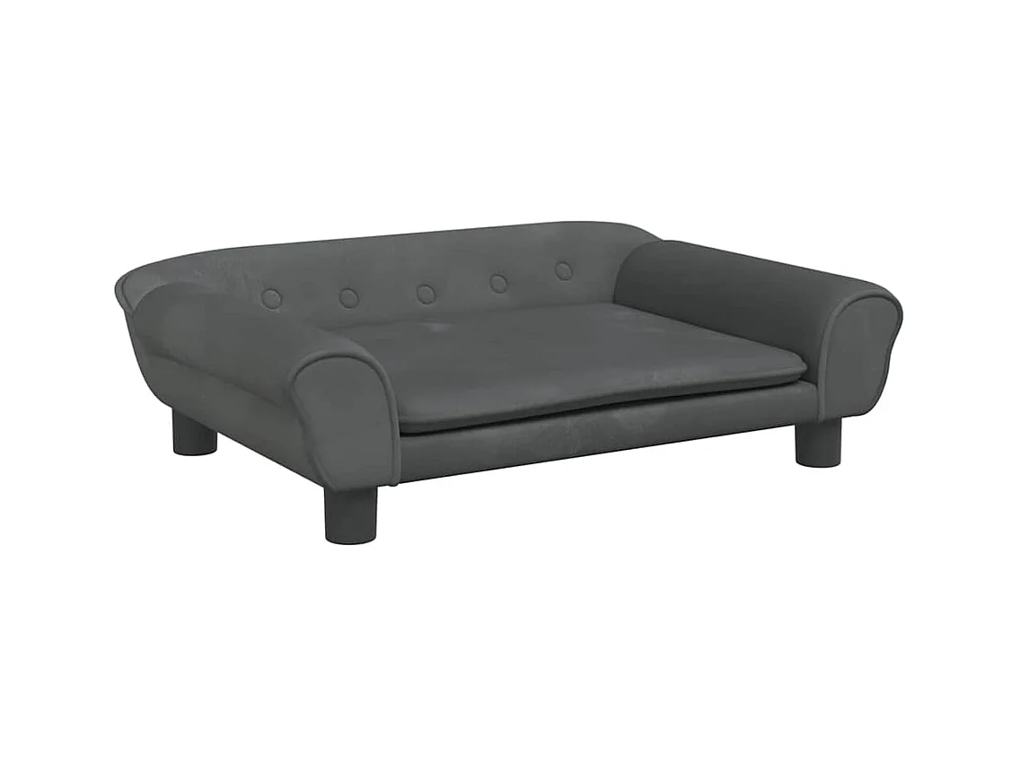 Cama para perros de terciopelo gris oscuro 70x48x22 cm