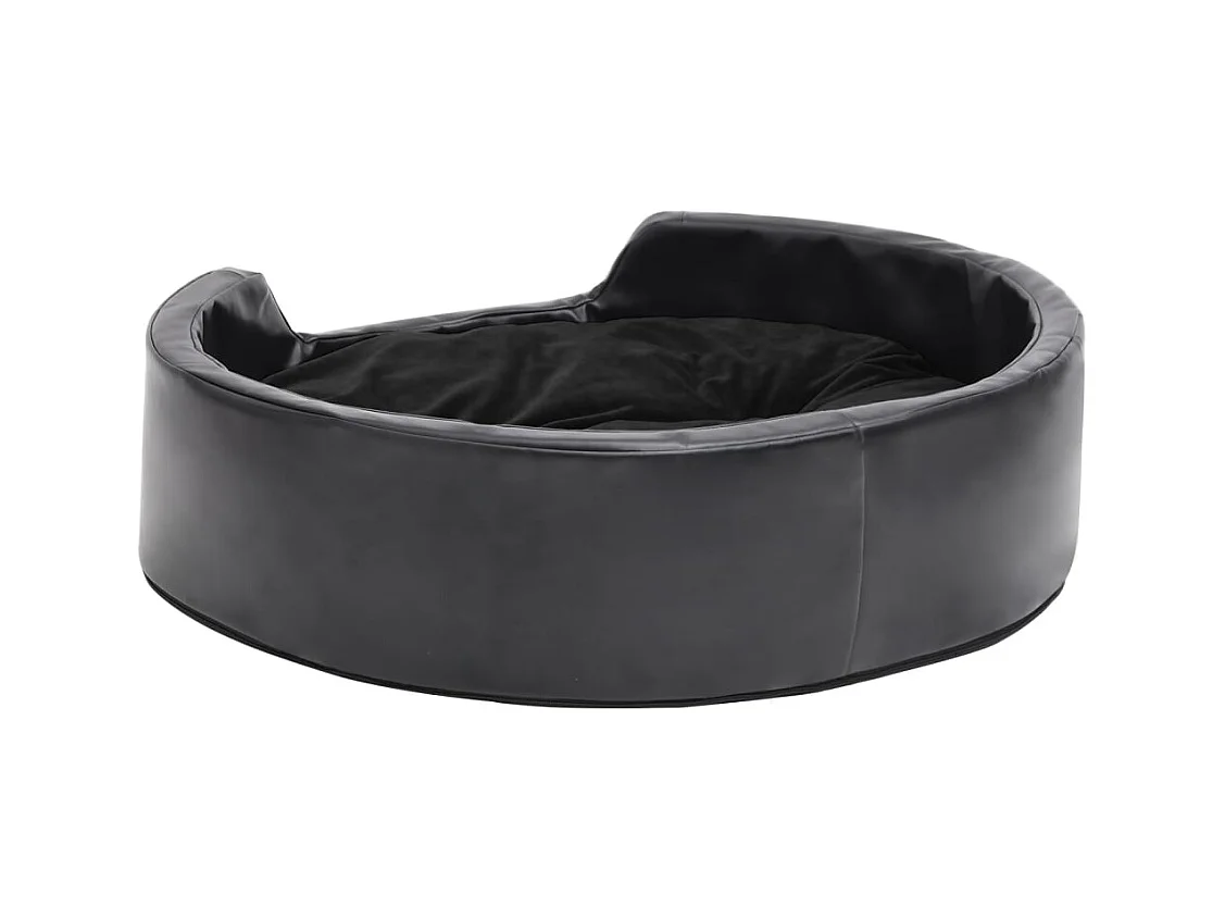 Cama para perros felpa y cuero sintético negra 69x59x19 cm
