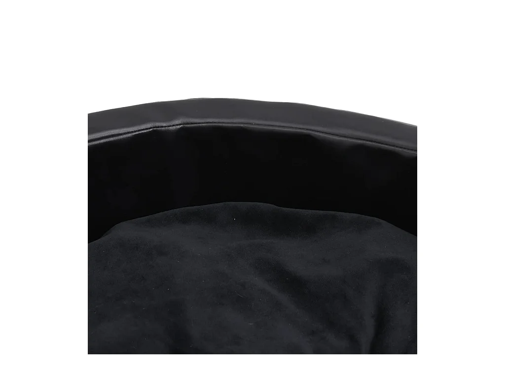 Cama para perros felpa y cuero sintético negra 69x59x19 cm