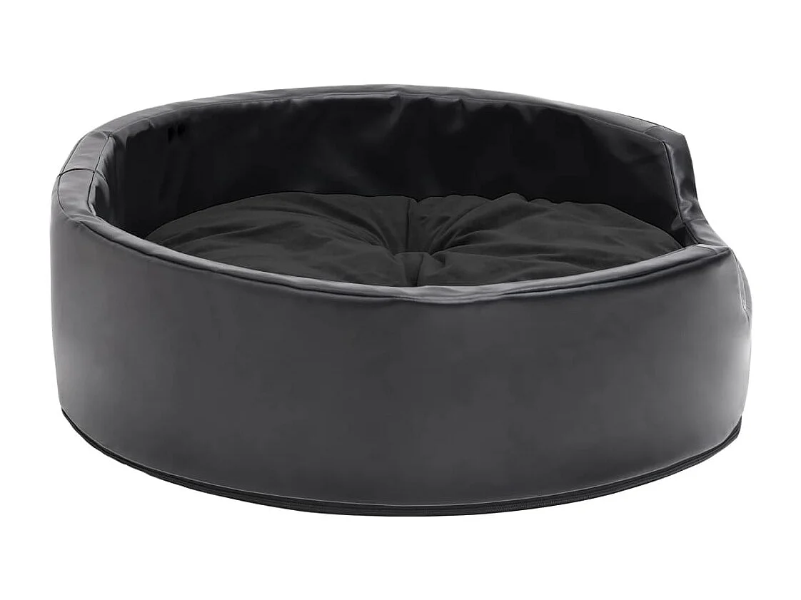 Lit pour chiens Noir 69x59x19 cm Peluche et similicuir