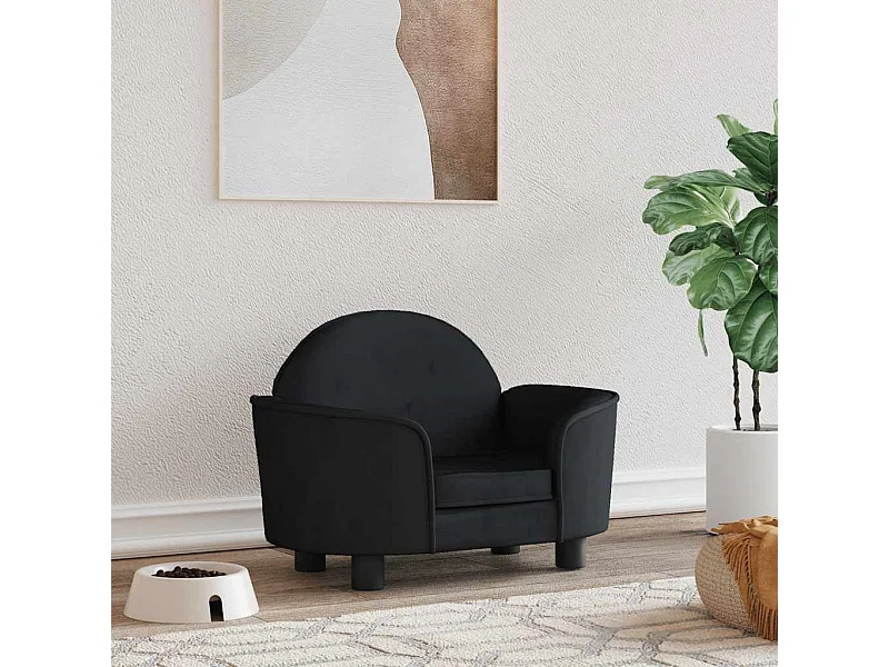 Cama para perros de terciopelo negra 66x40x45 cm