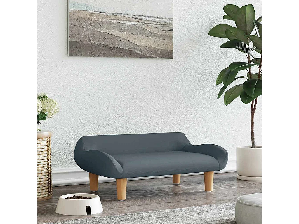 Lit pour chien gris foncé 70x40x24 cm tissu