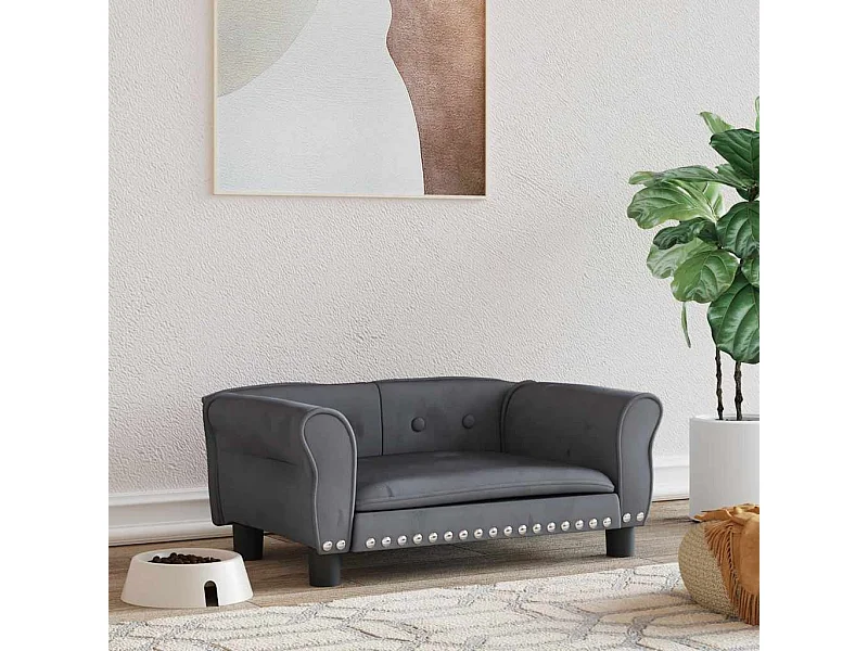 Cama para cães 70x45x30 cm veludo cinzento-escuro