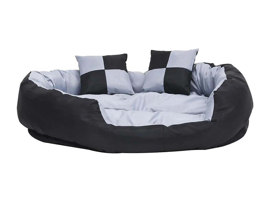 Coussin réversible lavable pour chien Gris et noir 110x80x23 cm