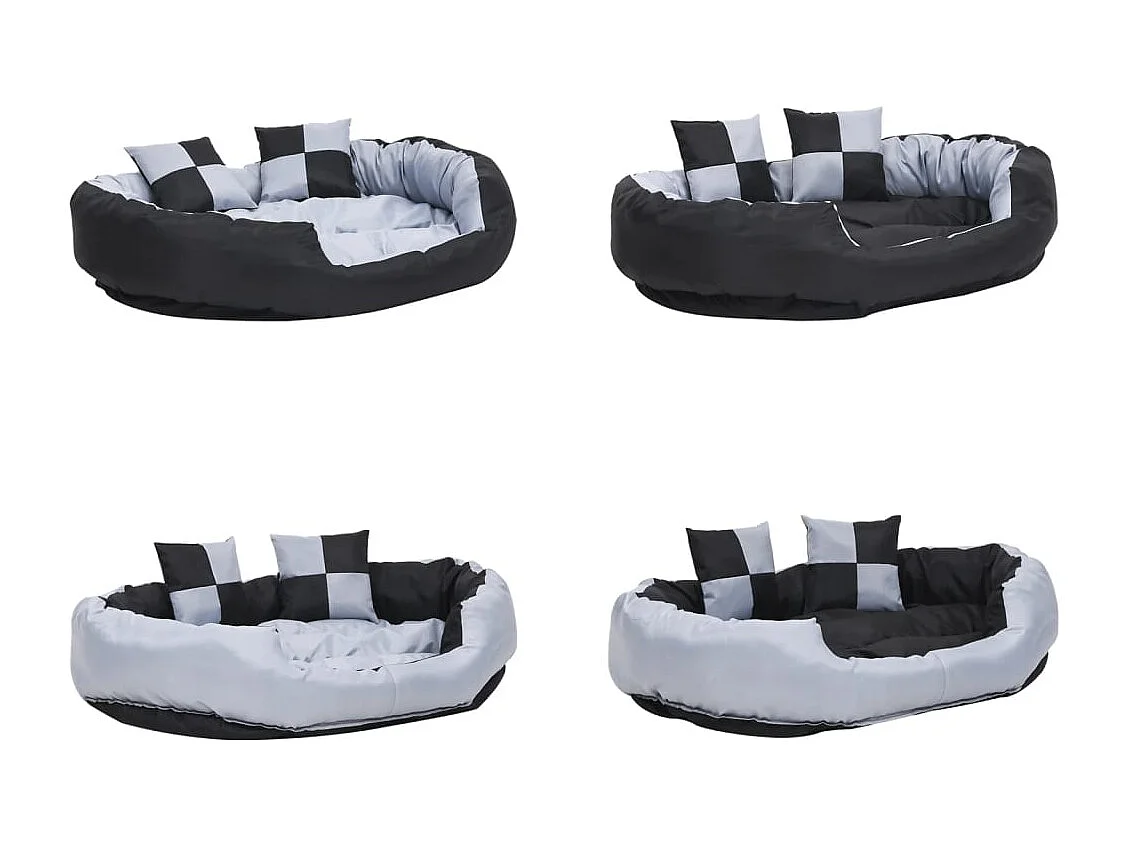 Coussin réversible lavable pour chien Gris et noir 110x80x23 cm