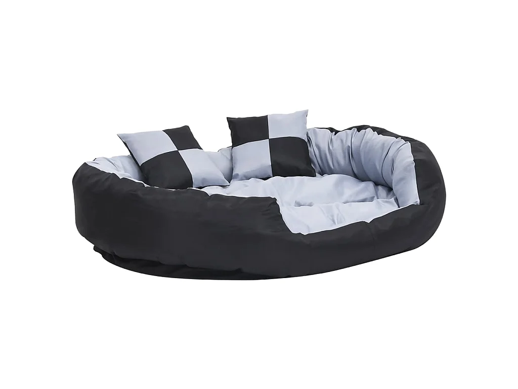Coussin réversible lavable pour chien Gris et noir 110x80x23 cm