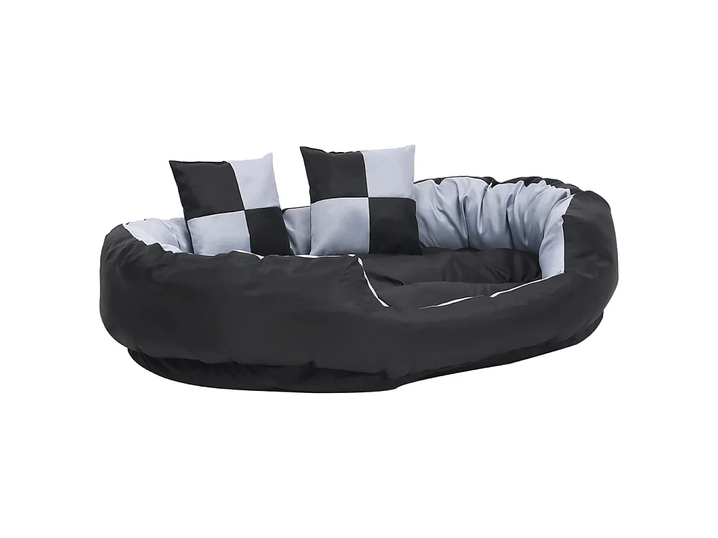 Coussin réversible lavable pour chien Gris et noir 110x80x23 cm
