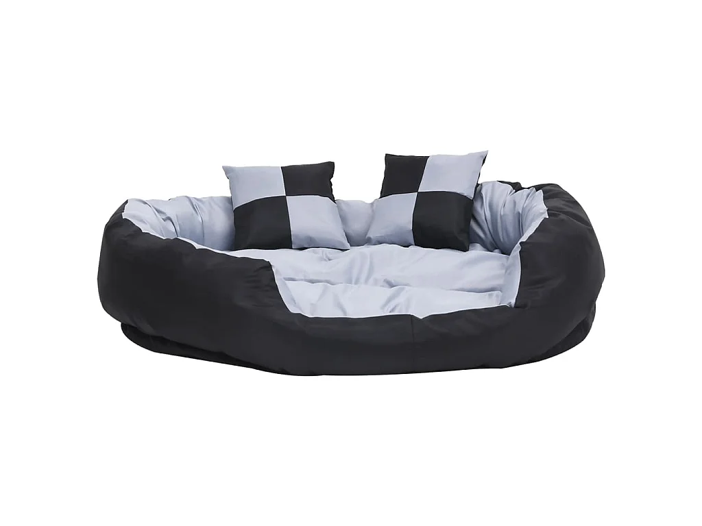 Coussin réversible lavable pour chien Gris et noir 110x80x23 cm
