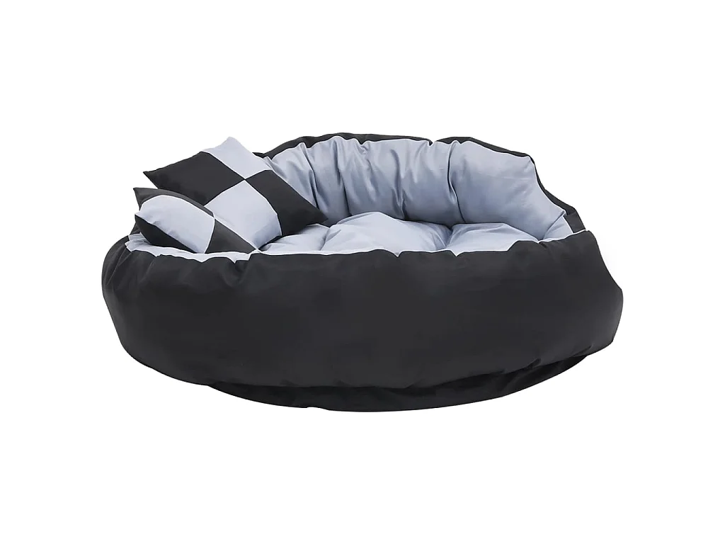 Coussin réversible lavable pour chien Gris et noir 110x80x23 cm