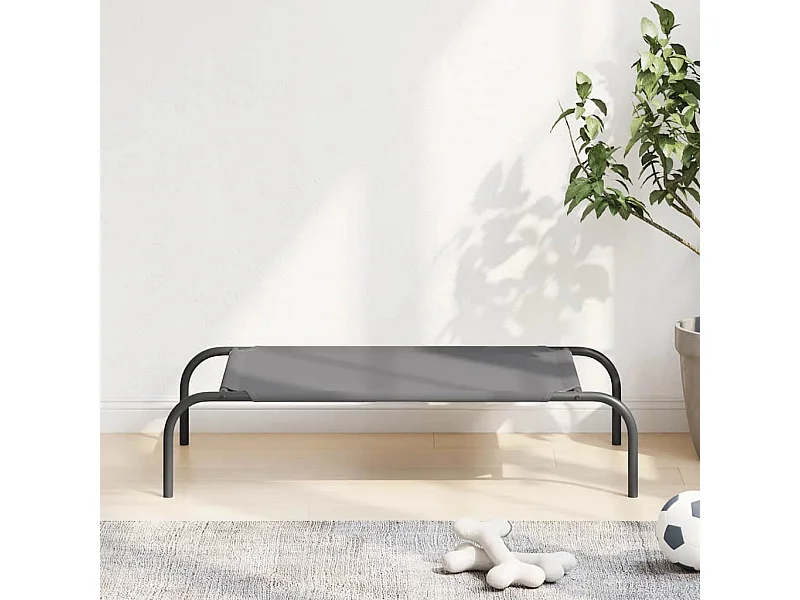 Lit surélevé pour chien gris 90x50x20 cm tissu oxford et acier