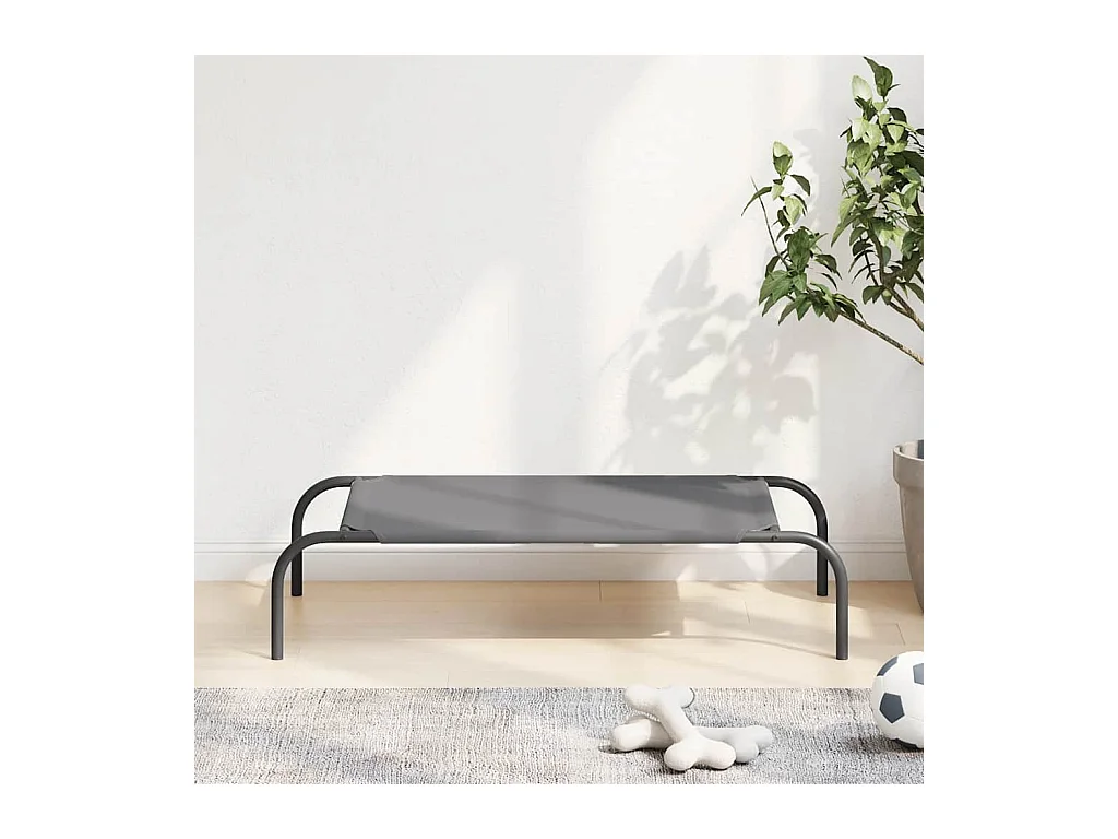 Lit surélevé pour chien gris 90x50x20 cm tissu oxford et acier