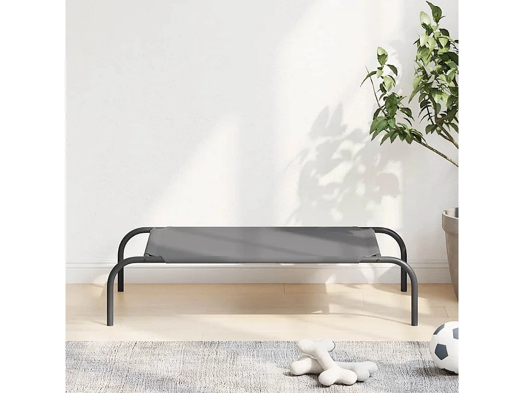 Lit surélevé pour chien gris 90x50x20 cm tissu oxford et acier