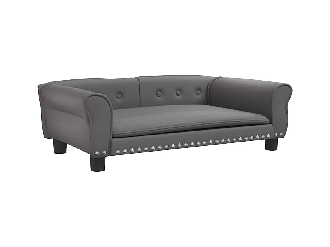 Cama para perros de cuero sintético gris 95x55x30 cm