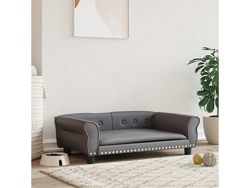 Lit pour chien gris 95x55x30 cm similicuir