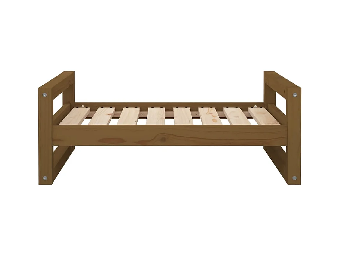 Cama para perros madera maciza pino marrón miel 75,5x55,5x28 cm